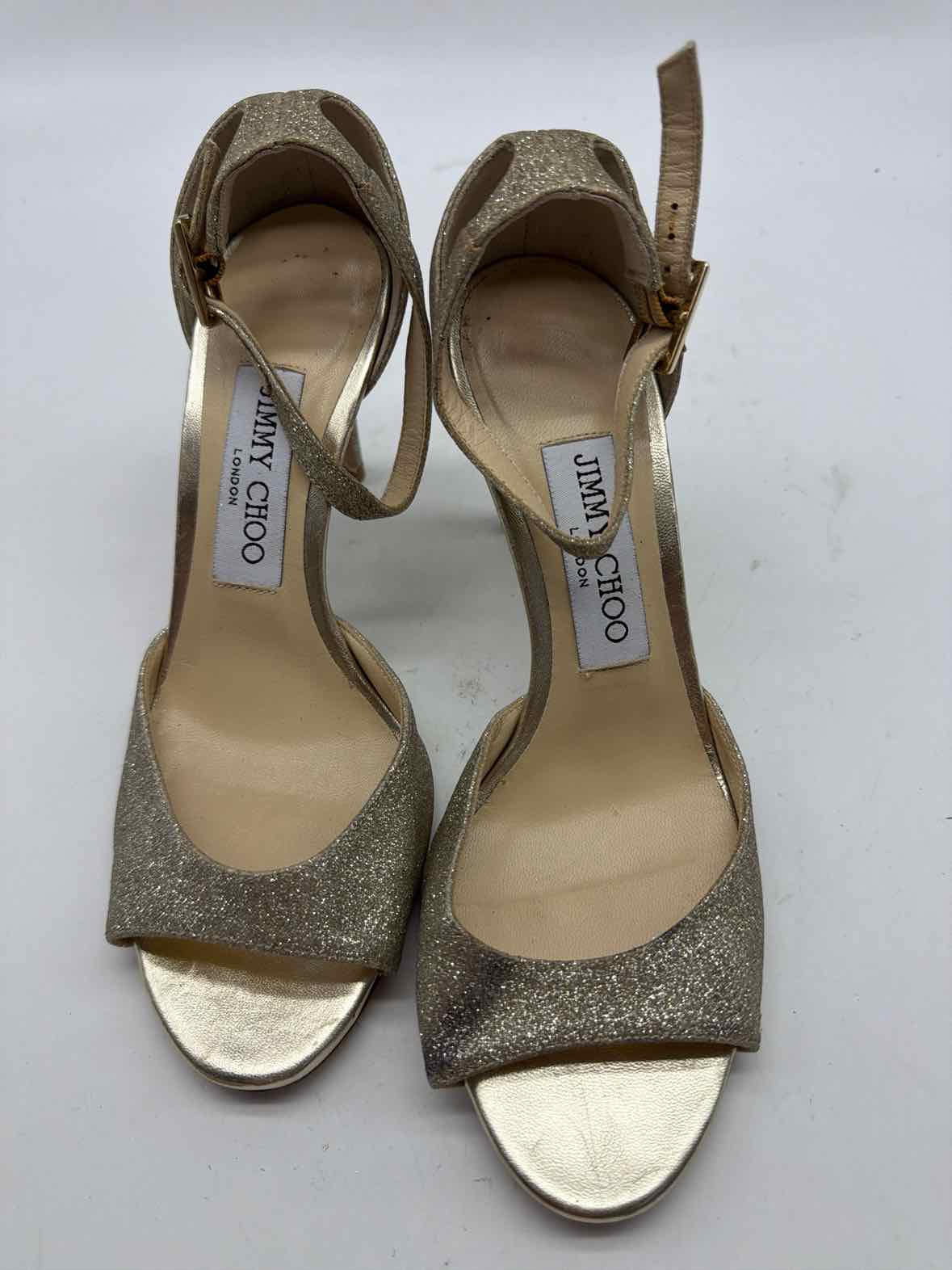 Pre-Owned Jimmy Choo Gold Size 5.5 Strappy Heels | True Fashionistas.