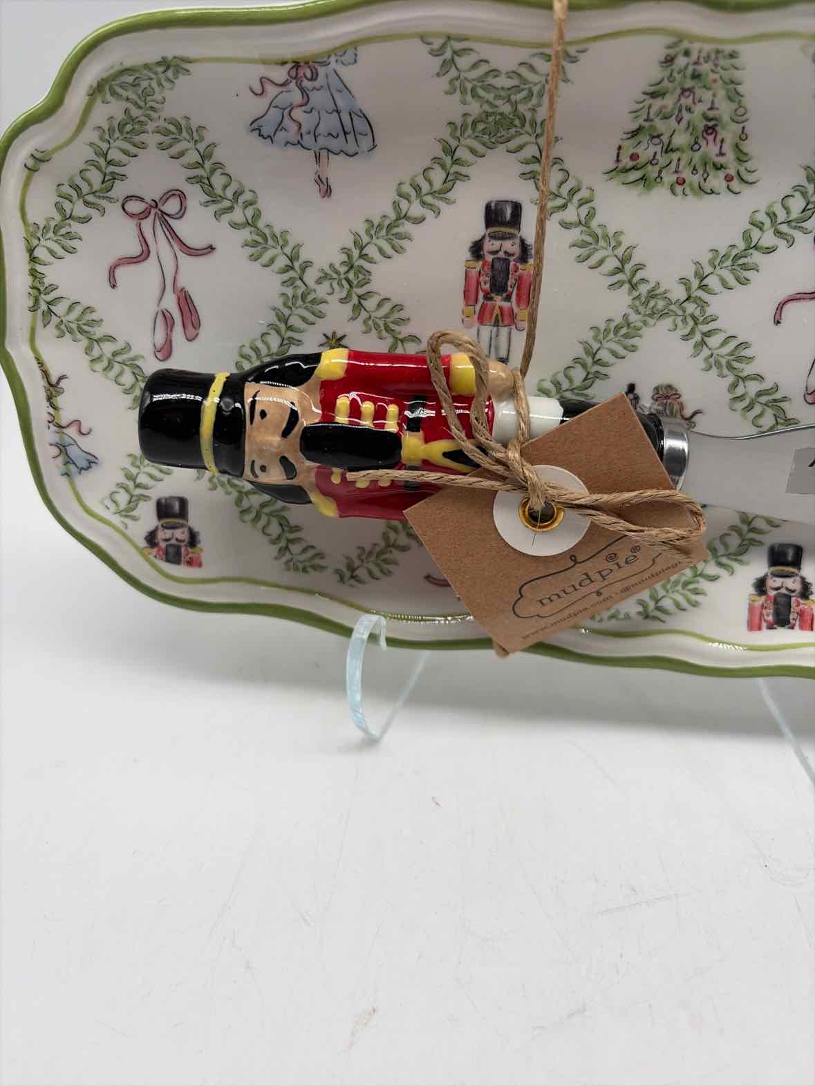 White Ceramic Christmas Nutcracker Dish with Spreader | True Fashionistas.