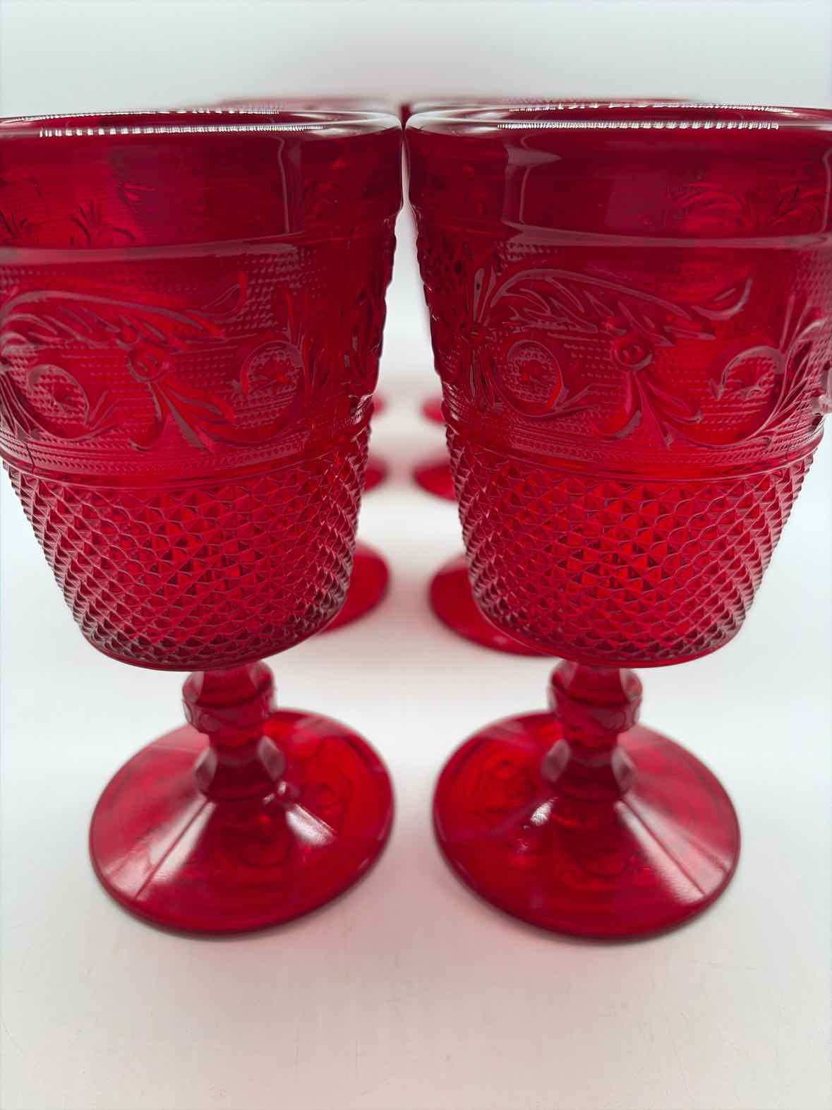 Set Of 8 Vintage Ruby Red Diamond Goblets | True Fashionistas.