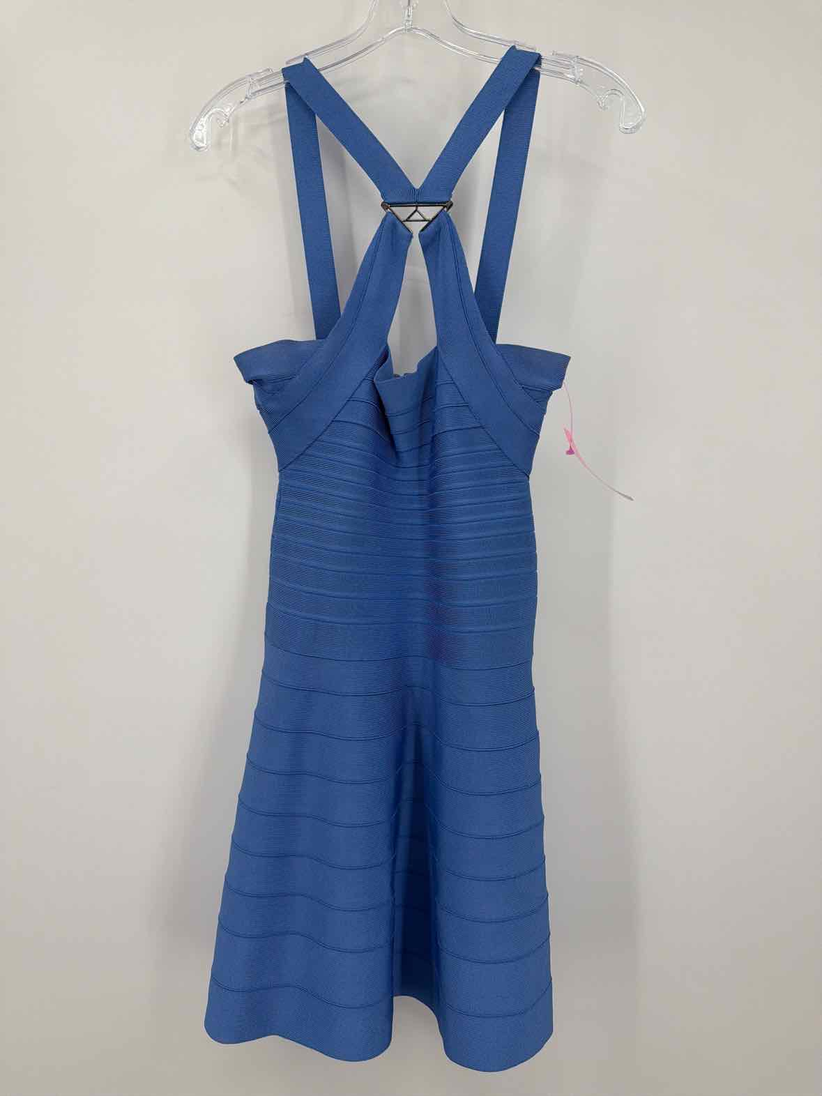 Pre-Owned Herve Leger Blue Size Small Knit Bodycon Short Sleeveless Dress | True Fashionistas.