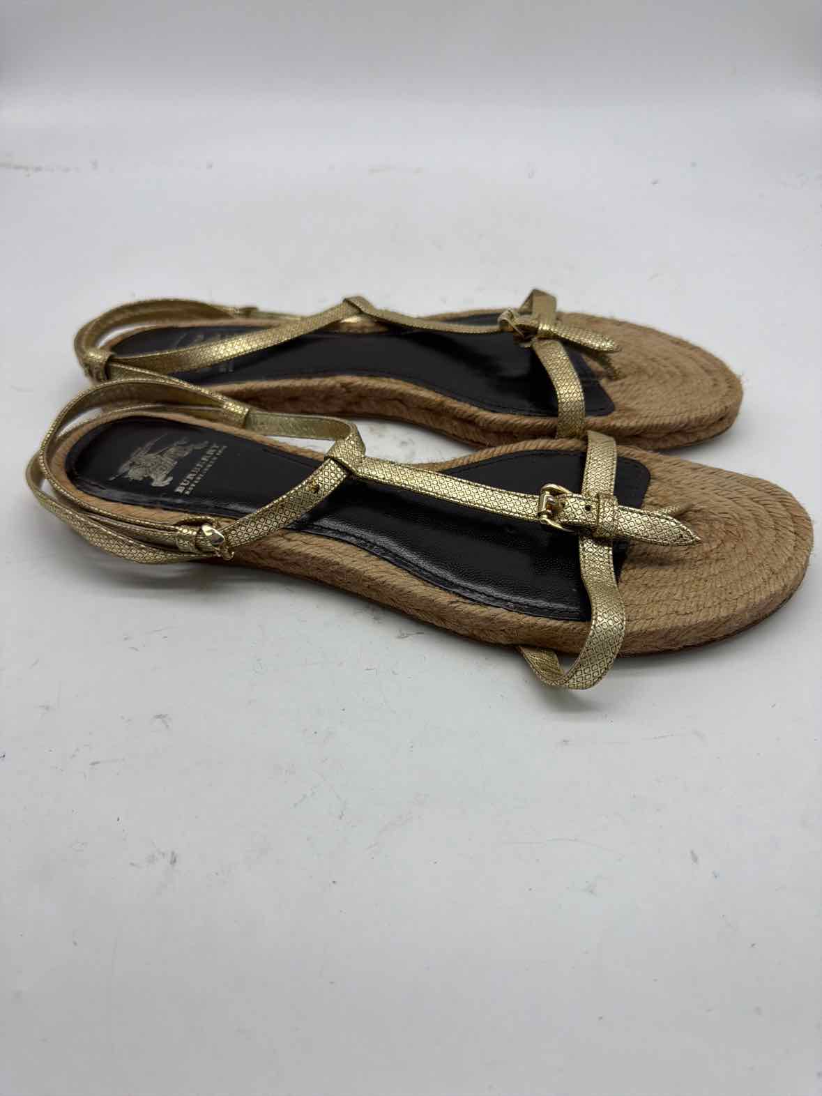 Pre-Owned Burberry Gold Size 10 Espadrille Sandals | True Fashionistas.