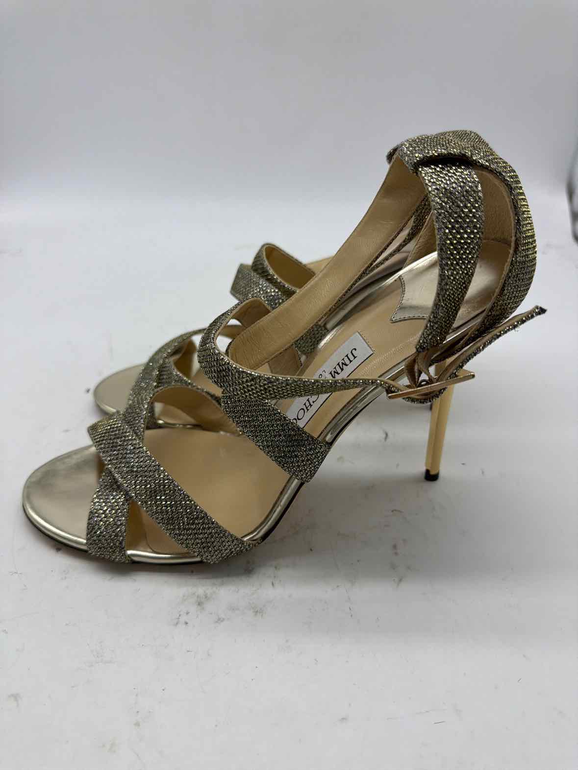 Pre-Owned Jimmy Choo Gold Size 11 Strappy Heels | True Fashionistas.
