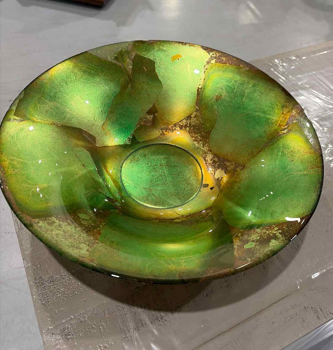 Iridescent Green Glass Bowl | True Fashionistas.