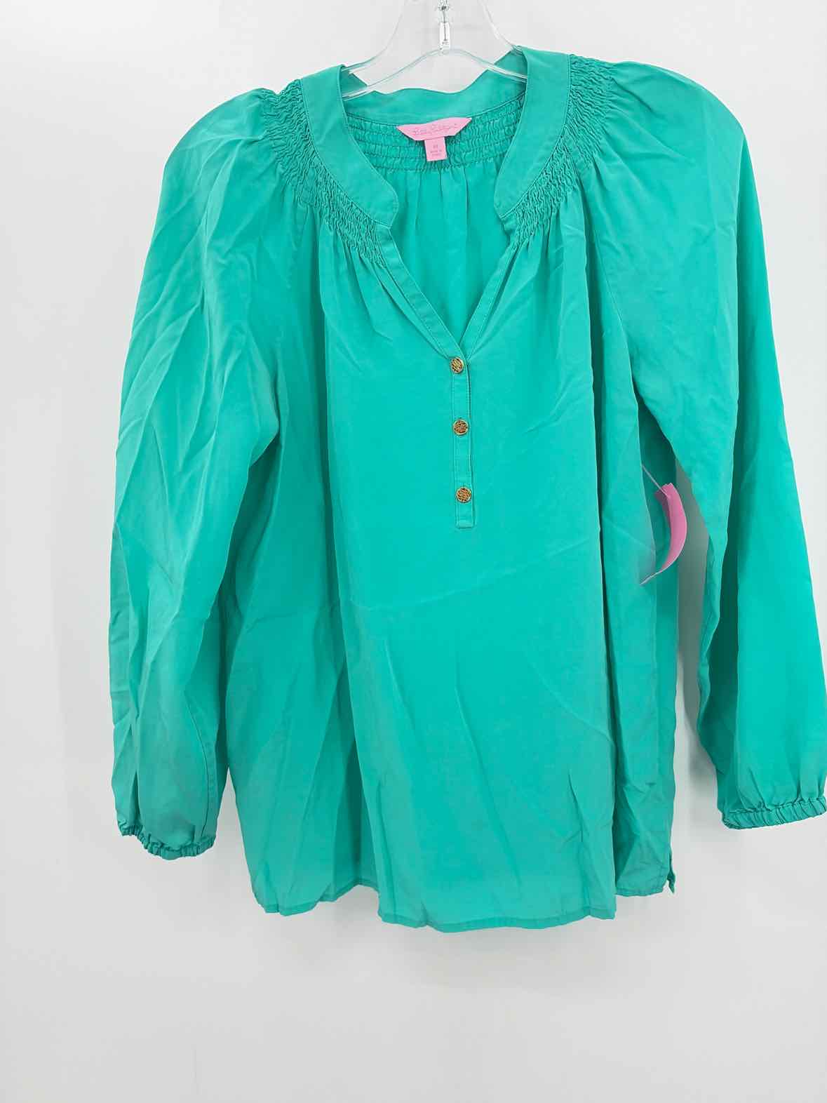 Pre-Owned Lilly Pulitzer Blue Size Medium Long Sleeve Blouse | True Fashionistas.