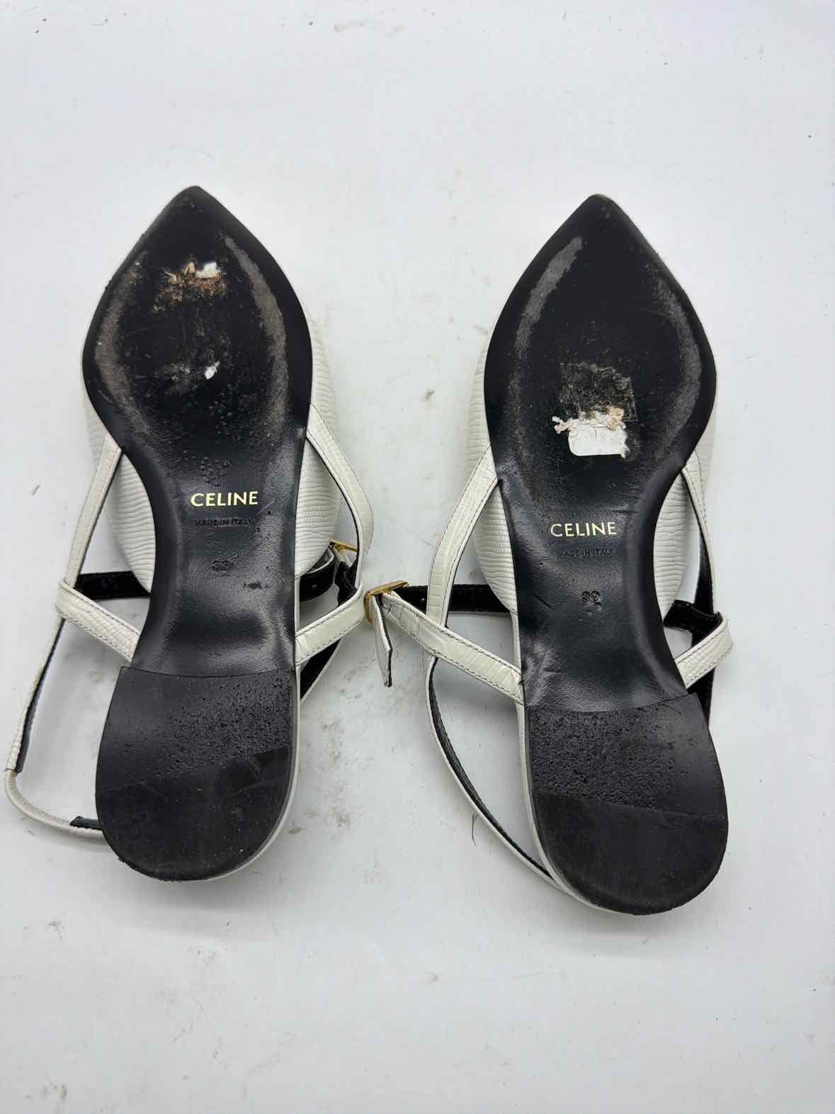 Pre-Owned Celine White Size 9 Slingback Flats | True Fashionistas.