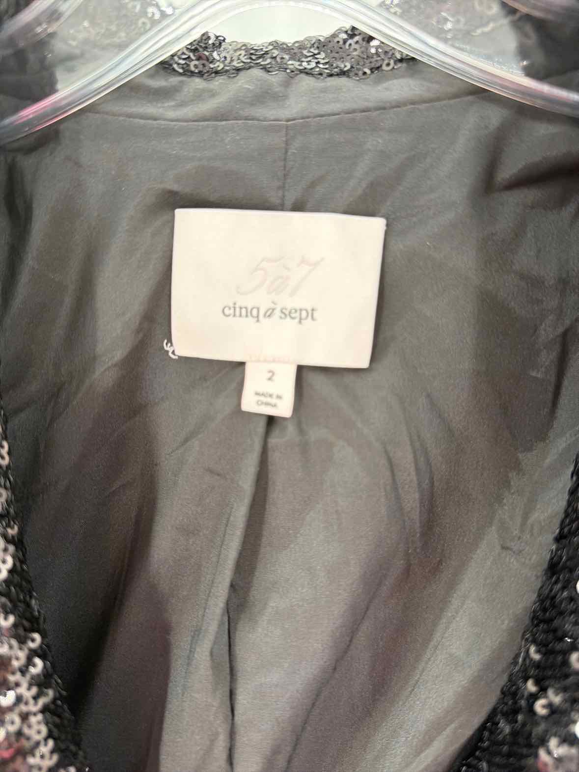 Pre-Owned Cinq a Sept Black Size 2 Sequin Blazer | True Fashionistas.