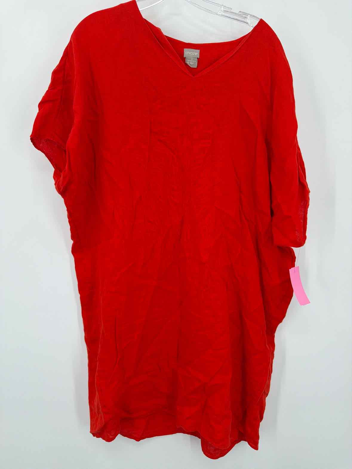 Pre-Owned Chico's Red Size 12 Short Short Sleeve Dress | True Fashionistas.