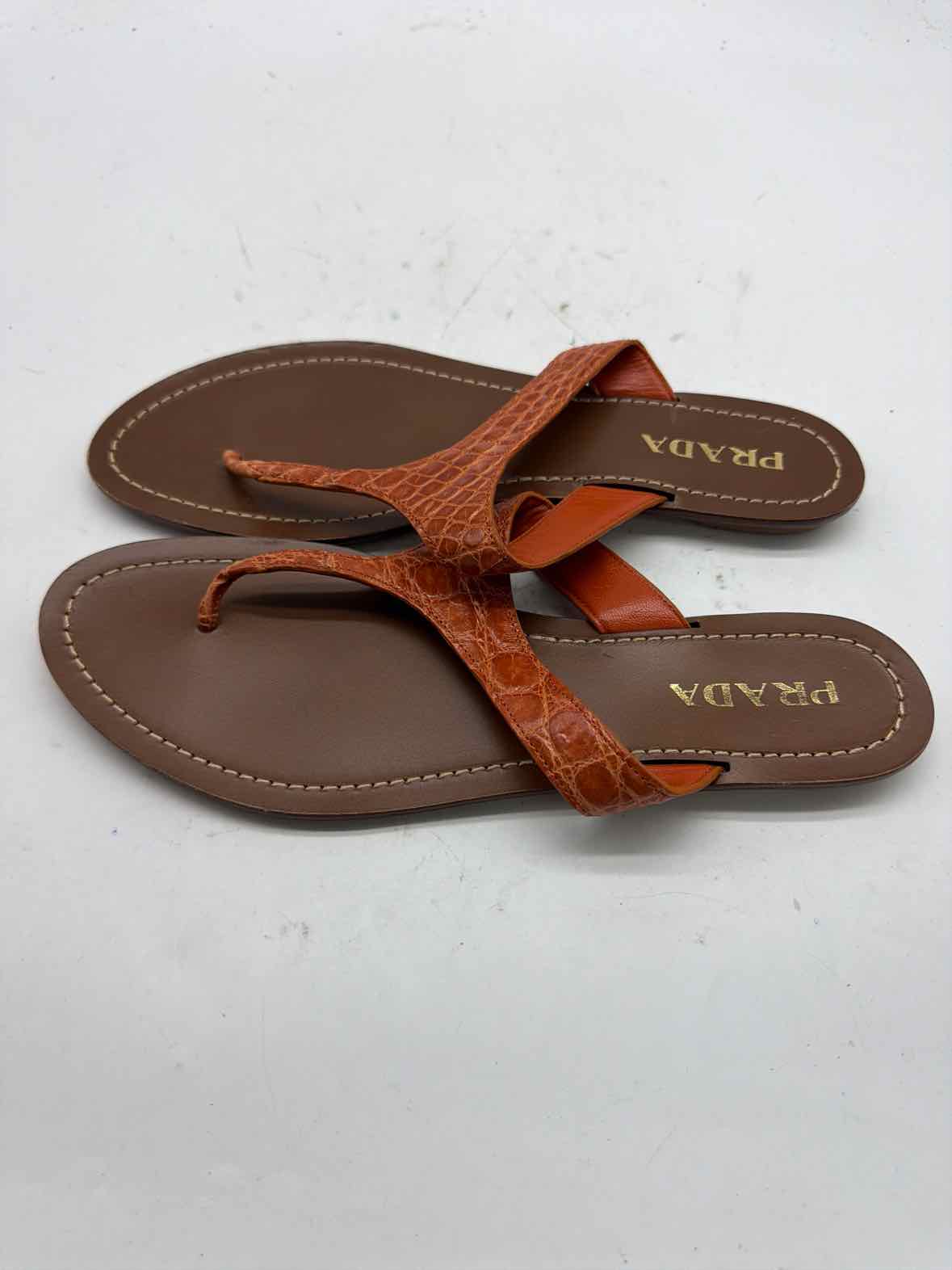 Pre-Owned Prada Orange Size 40 Thong Sandals | True Fashionistas.