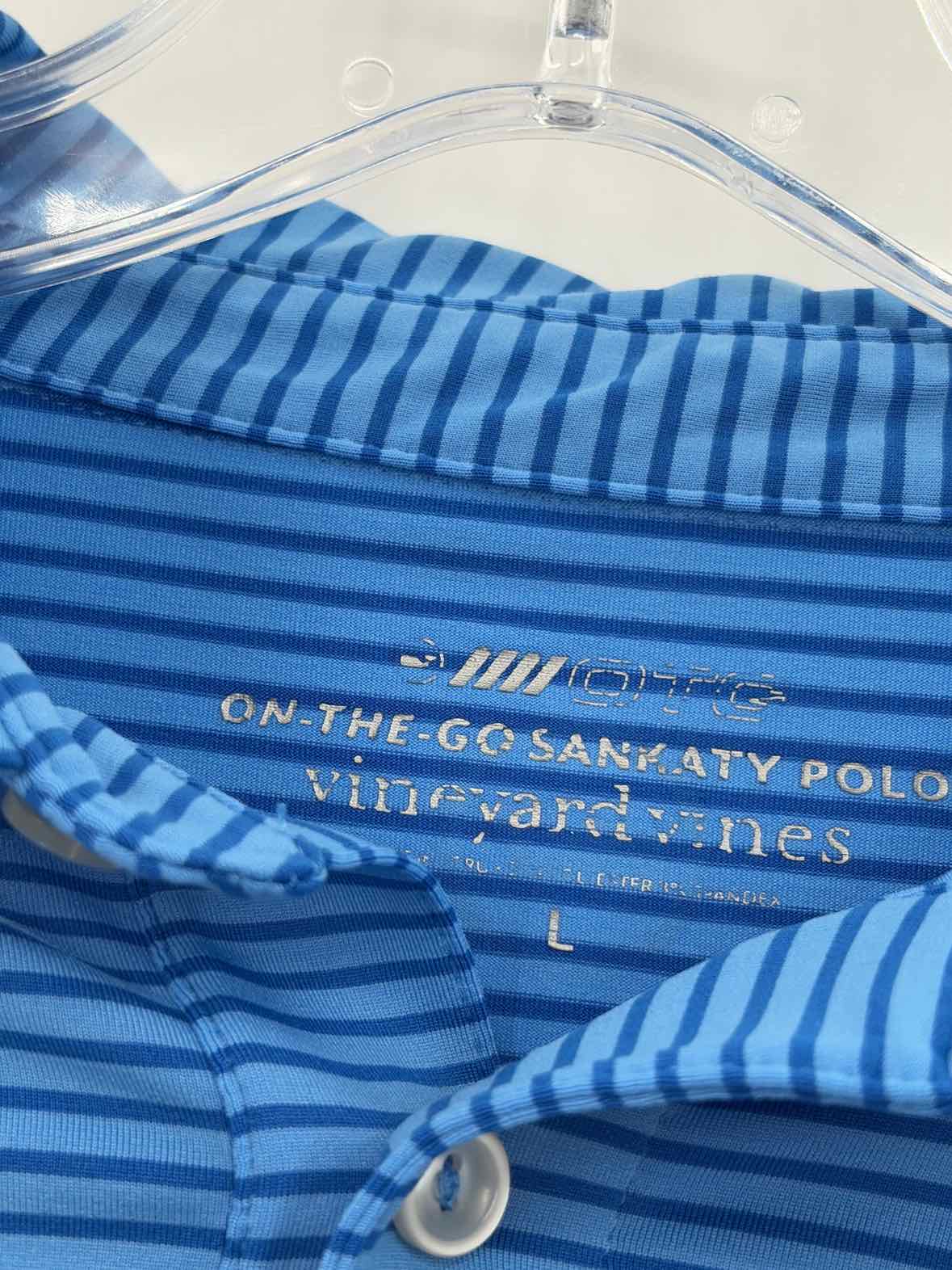 Vineyard Vines Blue Stripe Size Large Men's Polo Shirt | True Fashionistas.