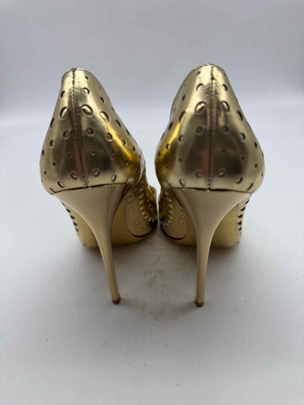 Pre-Owned Jimmy Choo Gold Size 36.5 Pump Heels | True Fashionistas.