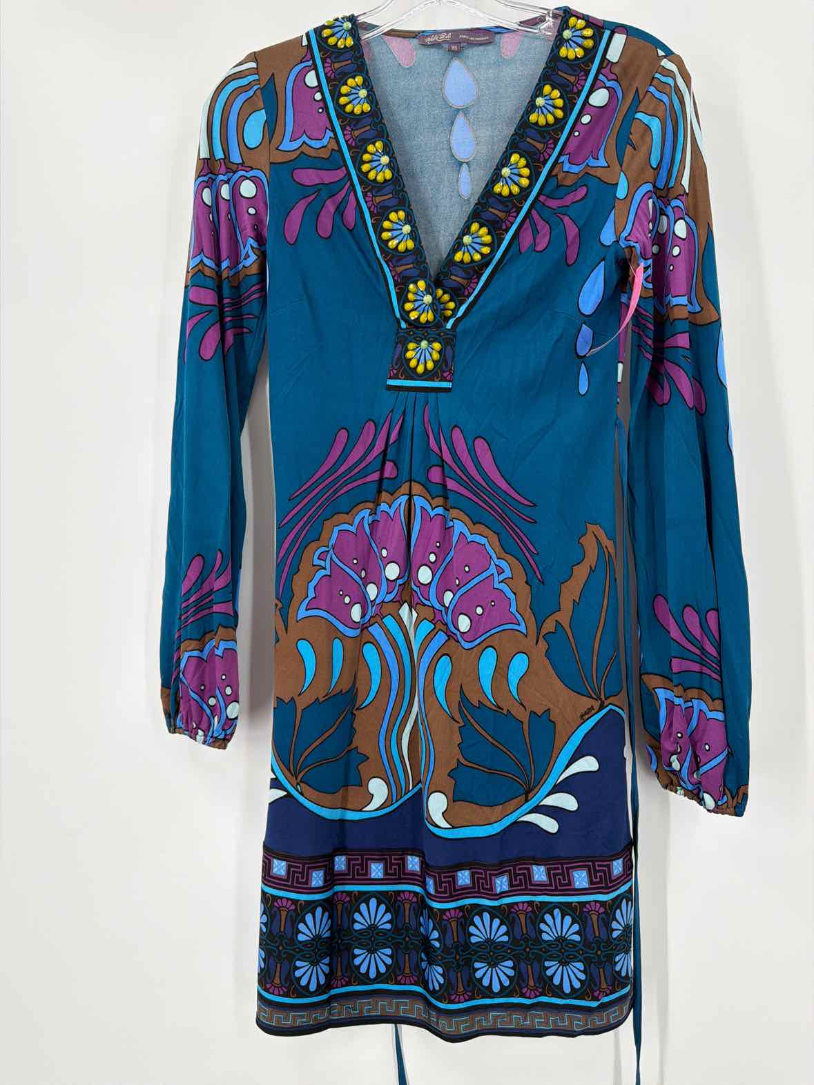 Pre-Owned Hale Bob Blue Size XS Short Long Sleeve Dress | True Fashionistas.