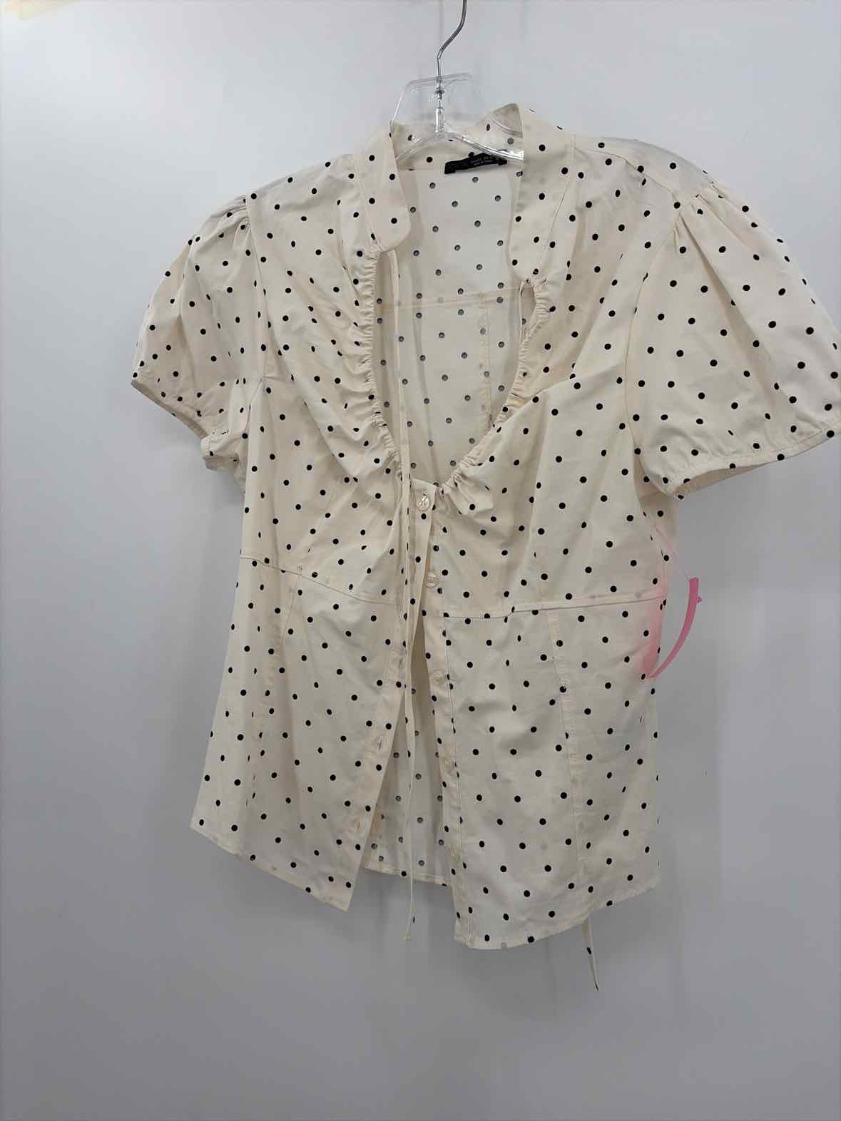 Pre-Owned Zara Ivory Size Large Polka Dot Blouse | True Fashionistas.