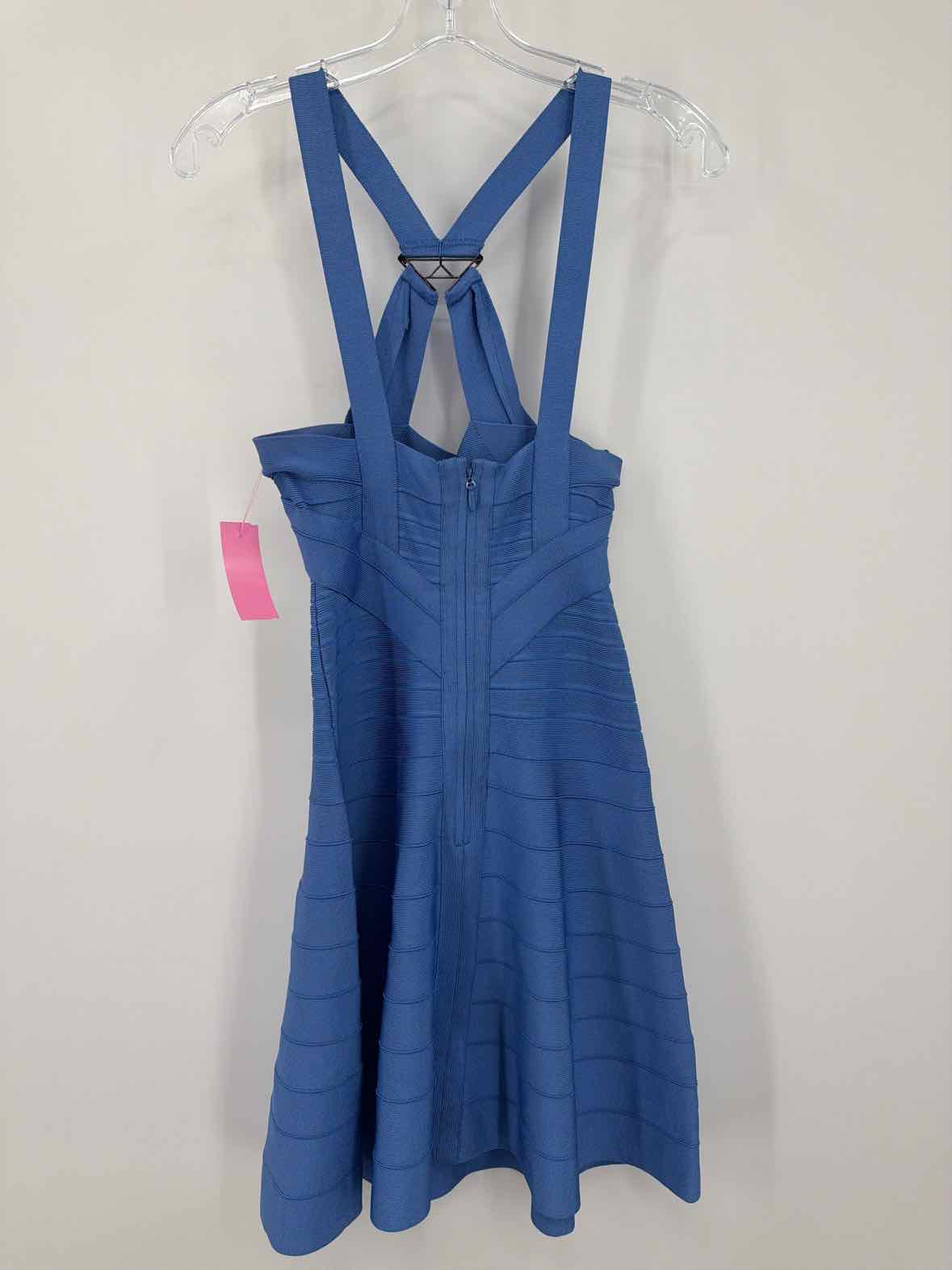 Pre-Owned Herve Leger Blue Size Small Knit Bodycon Short Sleeveless Dress | True Fashionistas.