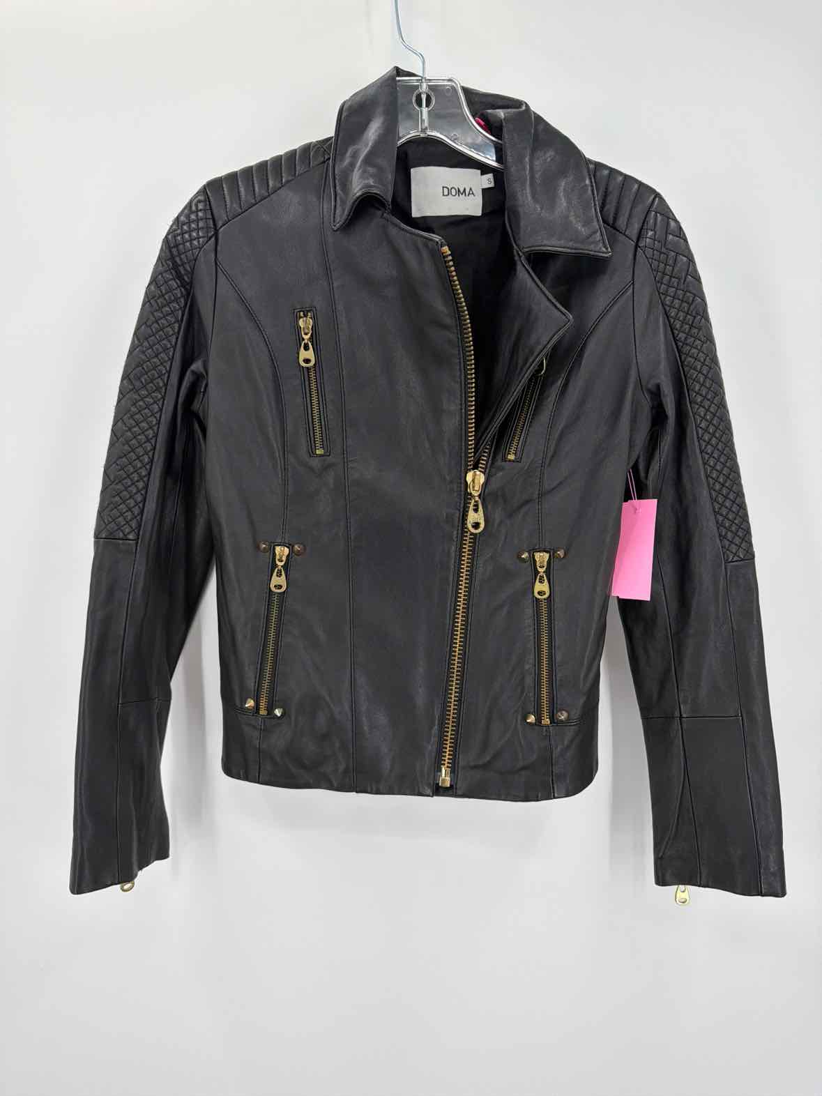 Pre-Owned Doma Black Size Small Faux Leather Zip Up Jacket | True Fashionistas.