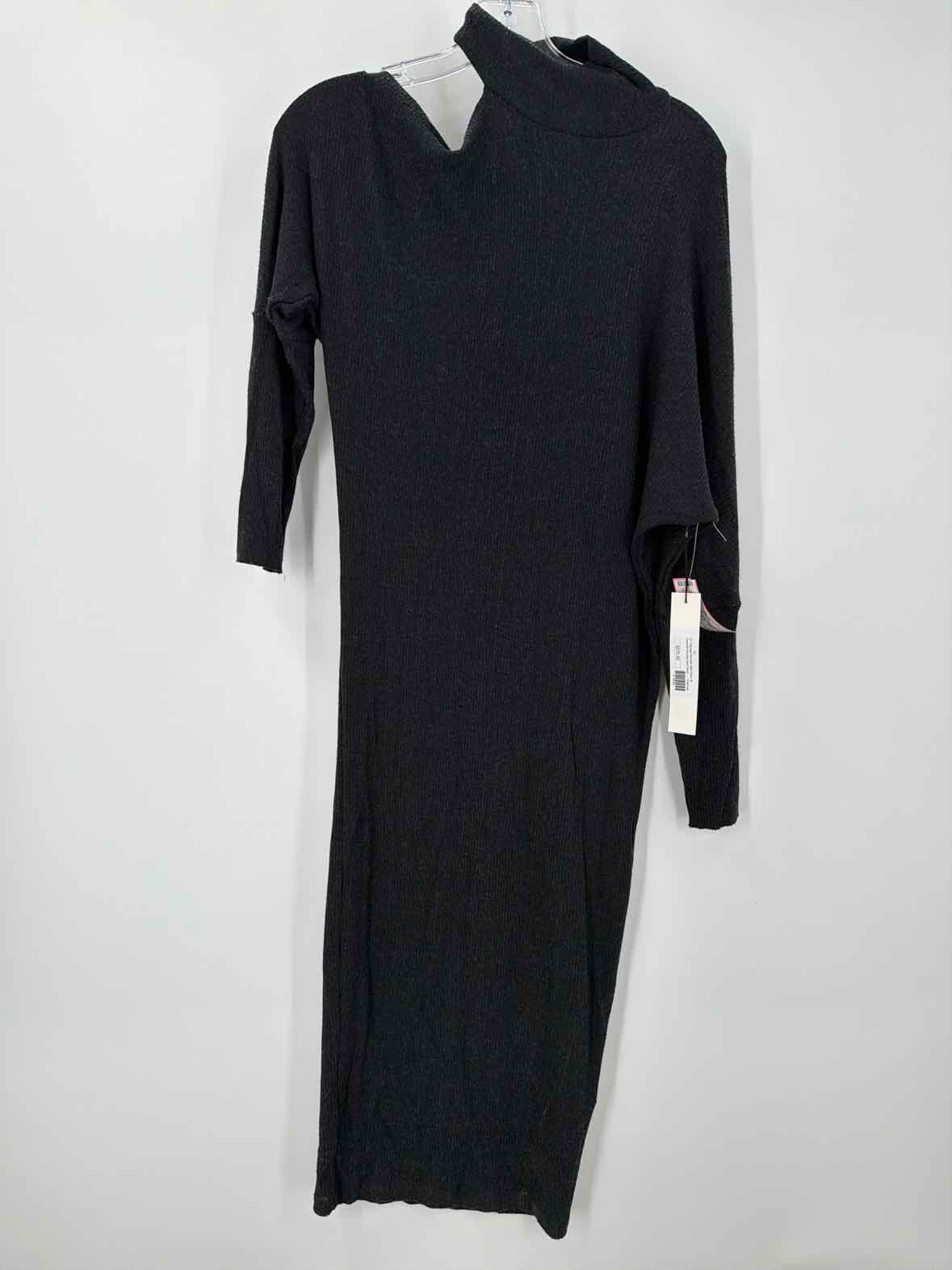 Pre-Owned Enza Costa Grey Size Medium Knit Midi Long Sleeve Dress | True Fashionistas.