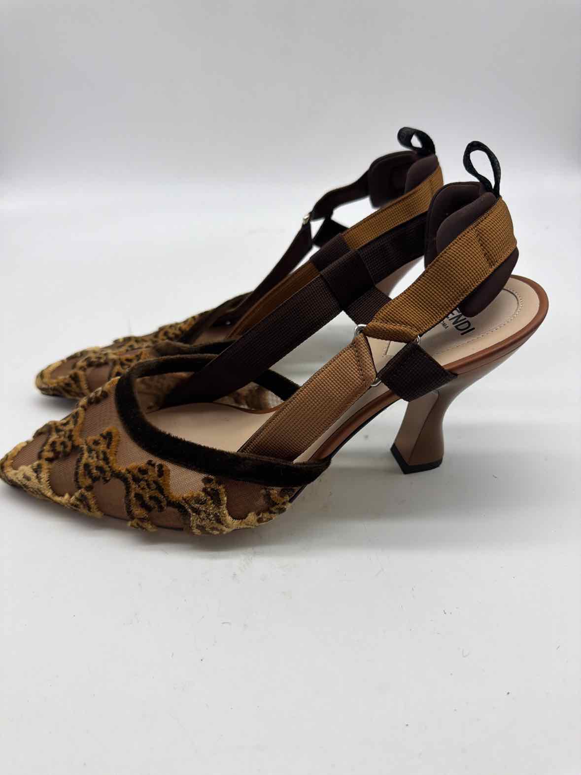 Pre-Owned Fendi Tan Size 37 Slingback Heels | True Fashionistas.