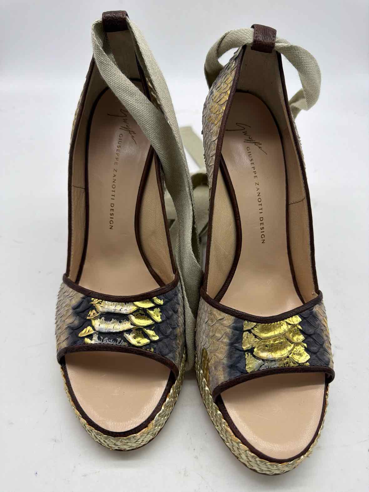 Pre-Owned Giuseppe Zanotti Tan Size 38 Wrap Heels | True Fashionistas.
