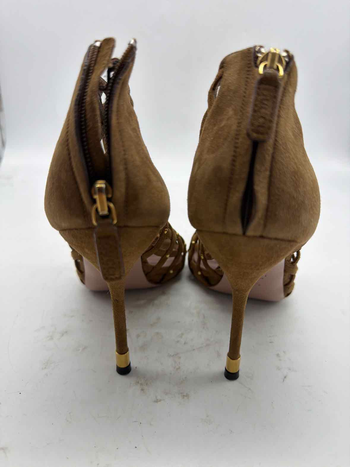 Pre-Owned Gucci Tan Size 6.5 Caged Heels | True Fashionistas.