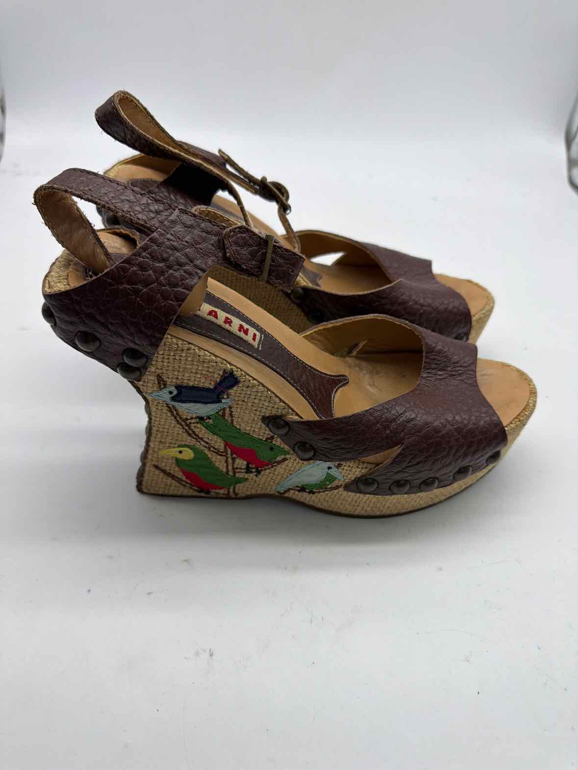 Pre-Owned Marni Brown Size 37 Wedge Heels | True Fashionistas.