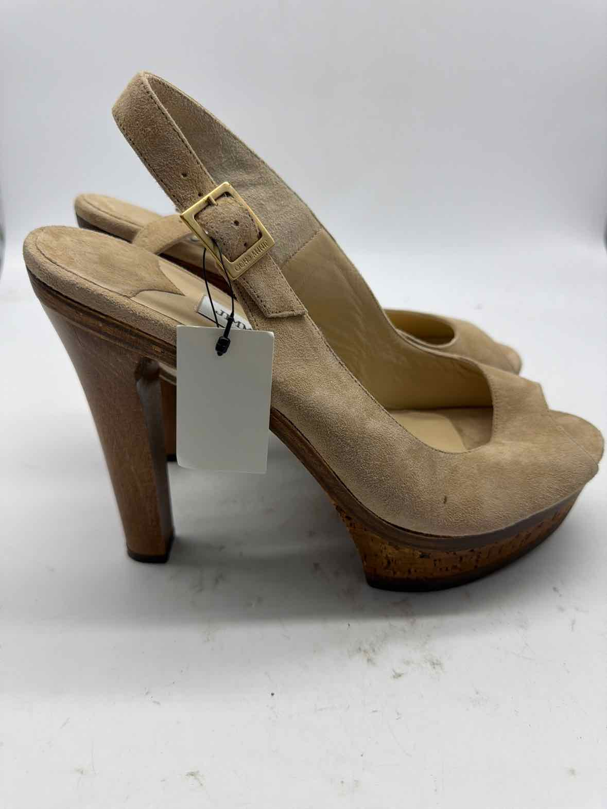Pre-Owned Jimmy Choo Tan Size 39.5 Slingback Heels | True Fashionistas.