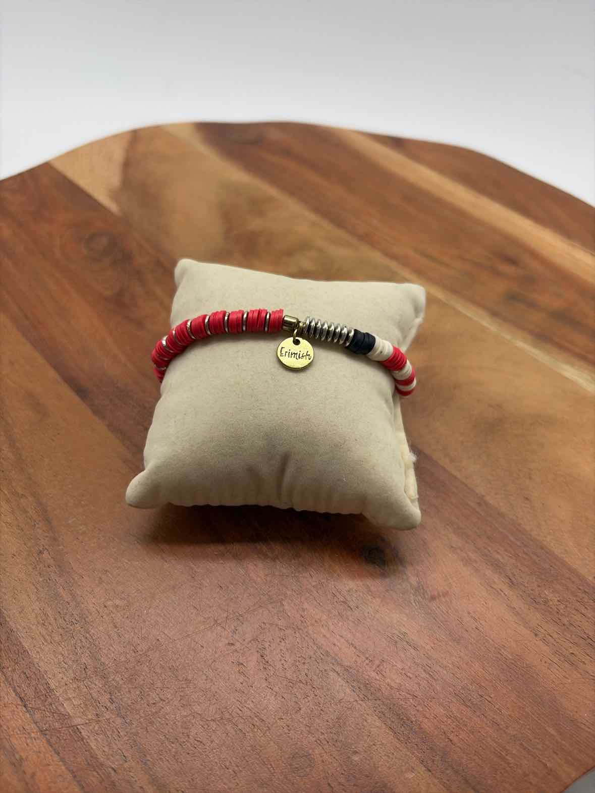 Erimish Red, White, Black Disc Stretchy Bracelet | True Fashionistas.