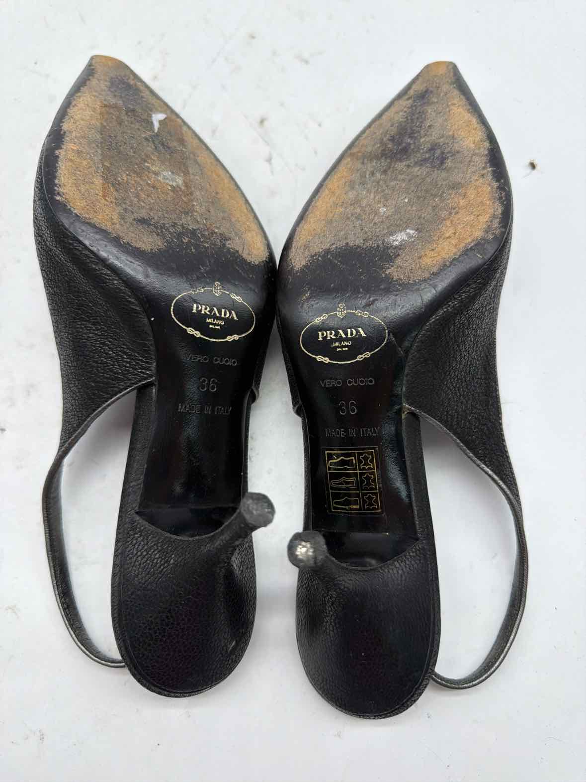 Pre-Owned Prada Black Size 6 Slingback Heels | True Fashionistas.