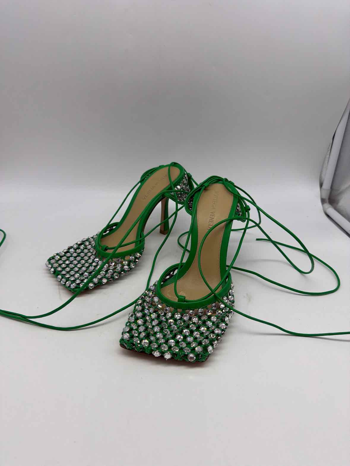 Pre-Owned Bottega Veneta Green Size 36.5 Strappy Heels | True Fashionistas.