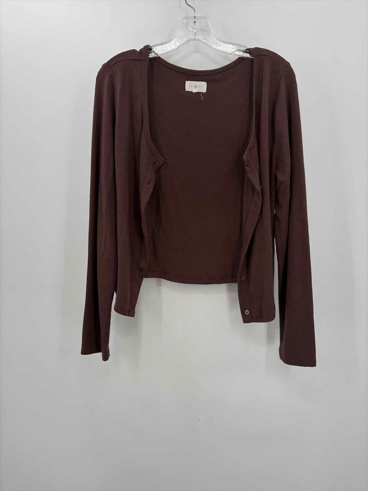 Pre-Owned Lou & Grey Brown Size Large Button Down Sweater | True Fashionistas.