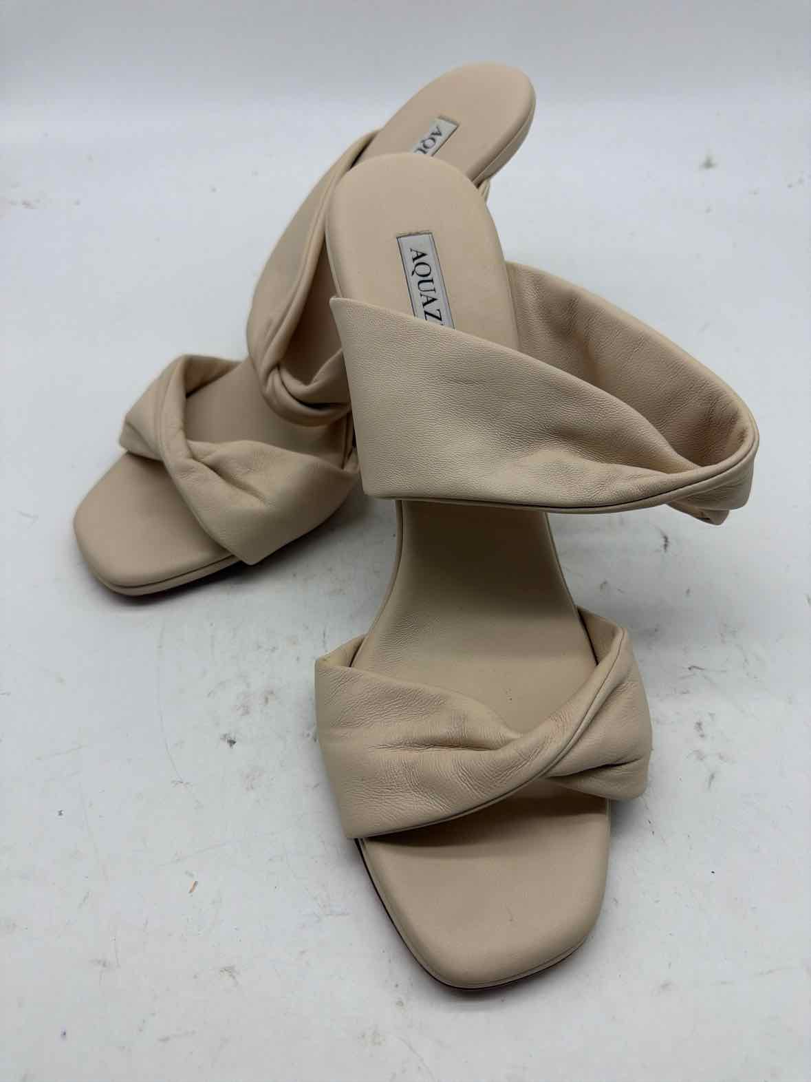 Pre-Owned Aquazzura Tan Size 11 Mule Heels | True Fashionistas.
