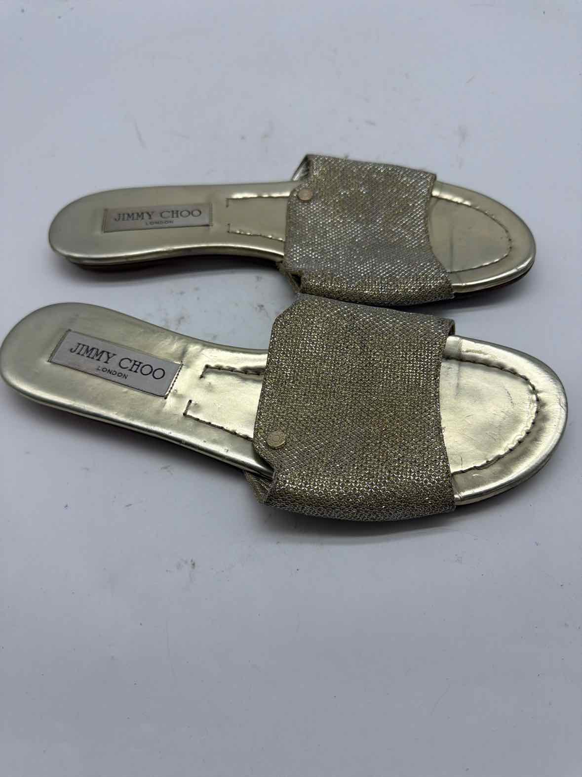 Pre-Owned Jimmy Choo Gold Size 9 Mule Sandals | True Fashionistas.