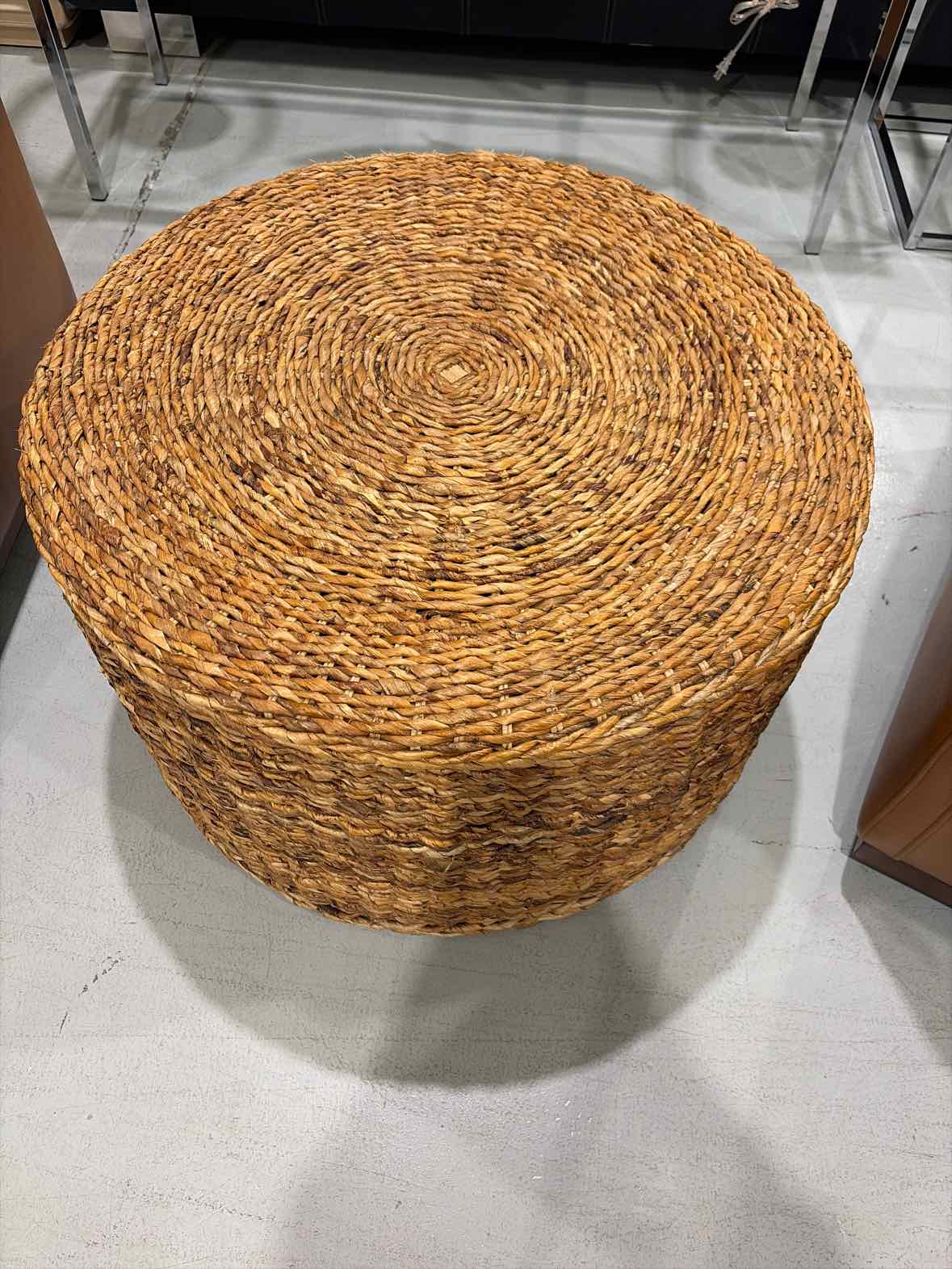 Brown Seagrass Living Room Ottoman | True Fashionistas.