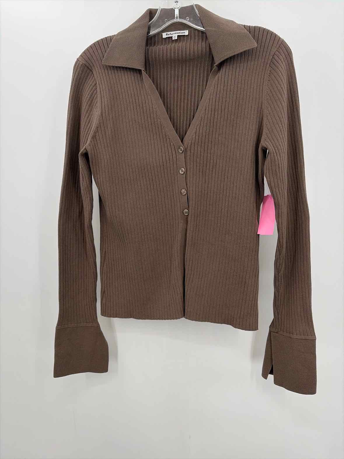 Pre-Owned Reformation Brown Size Medium Button Down Sweater | True Fashionistas.