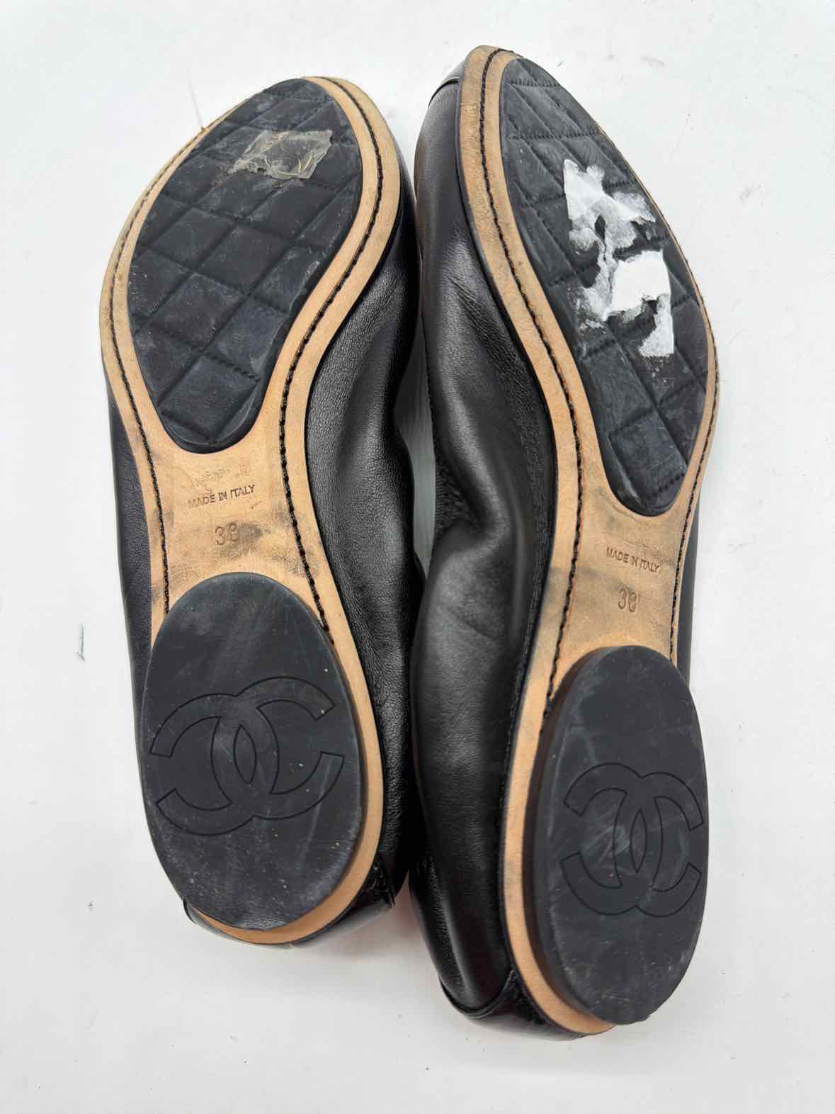 Pre-Owned Chanel Black Size 39 Spirit Flat Flats | True Fashionistas.