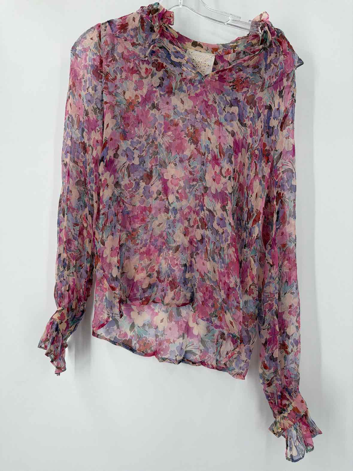 Pre-Owned Jade Johnny Was Pink Size XS Sheer Blouse | True Fashionistas.