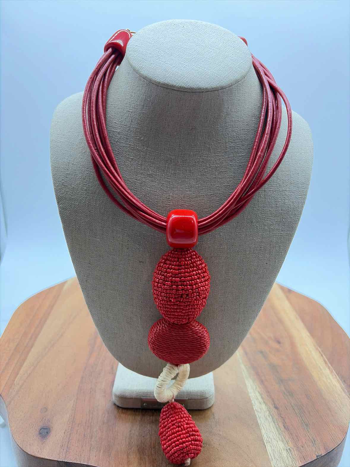 Chico's Red Multi Strand Statement Necklace | True Fashionistas.