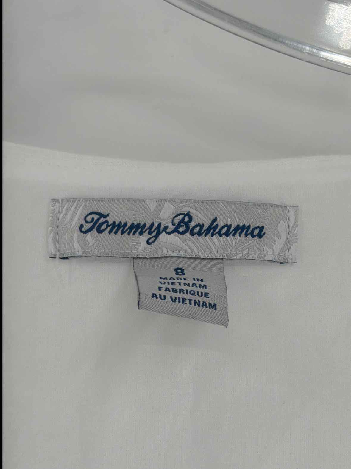 Pre-Owned Tommy Bahama White Size 8 Wrap Short Sleeveless Dress | True Fashionistas.