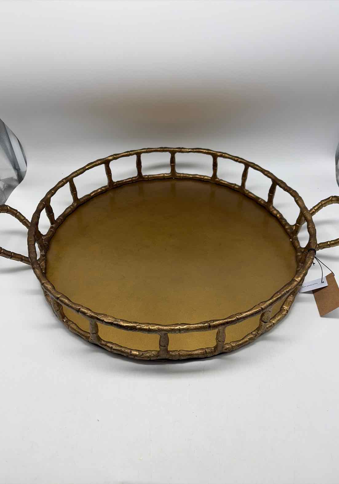 Gold Cast Aluminum Faux Bamboo Tray | True Fashionistas.