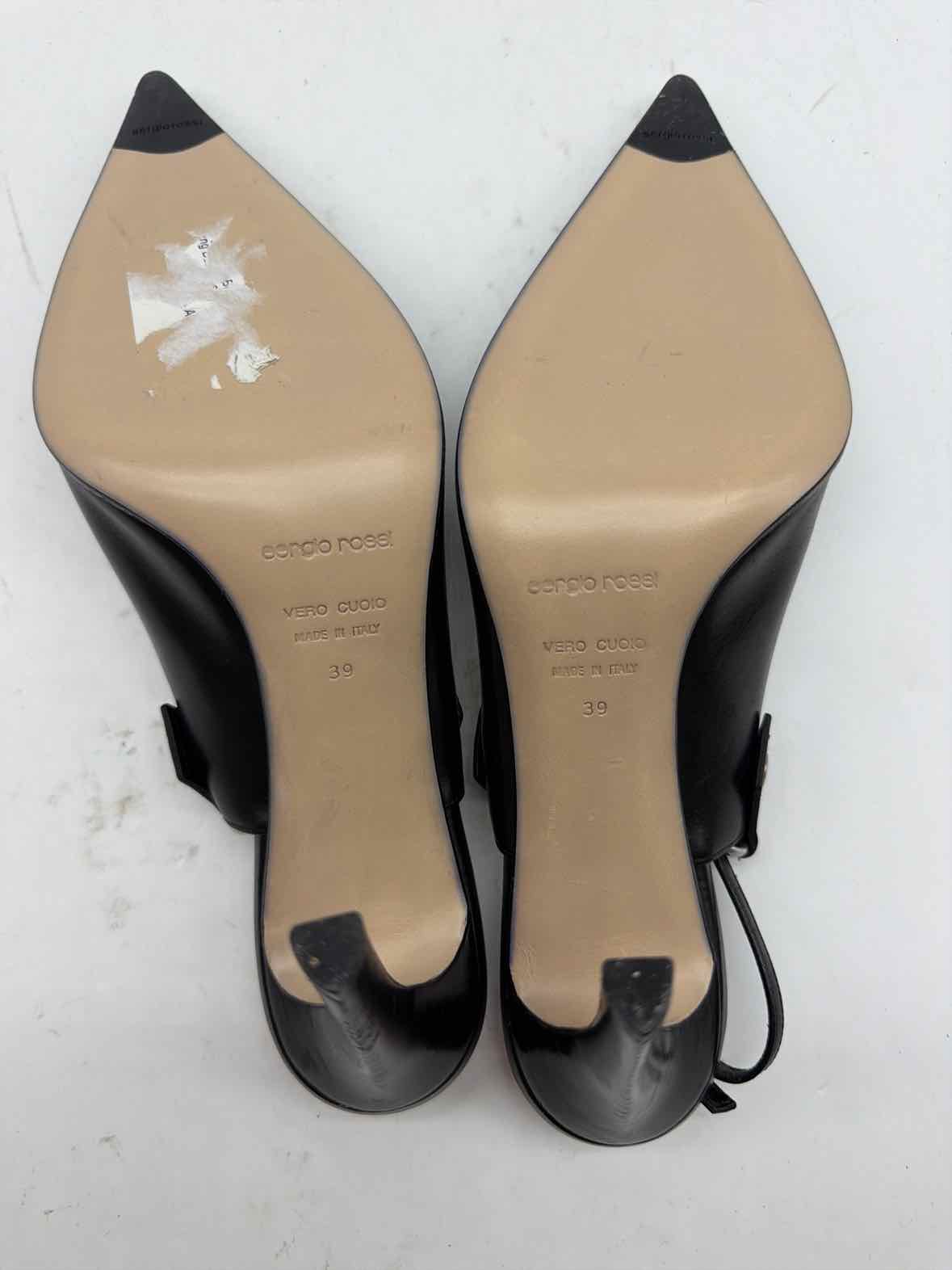 Pre-Owned Sergio Rossi Black Size 9 Slingback Heels | True Fashionistas.