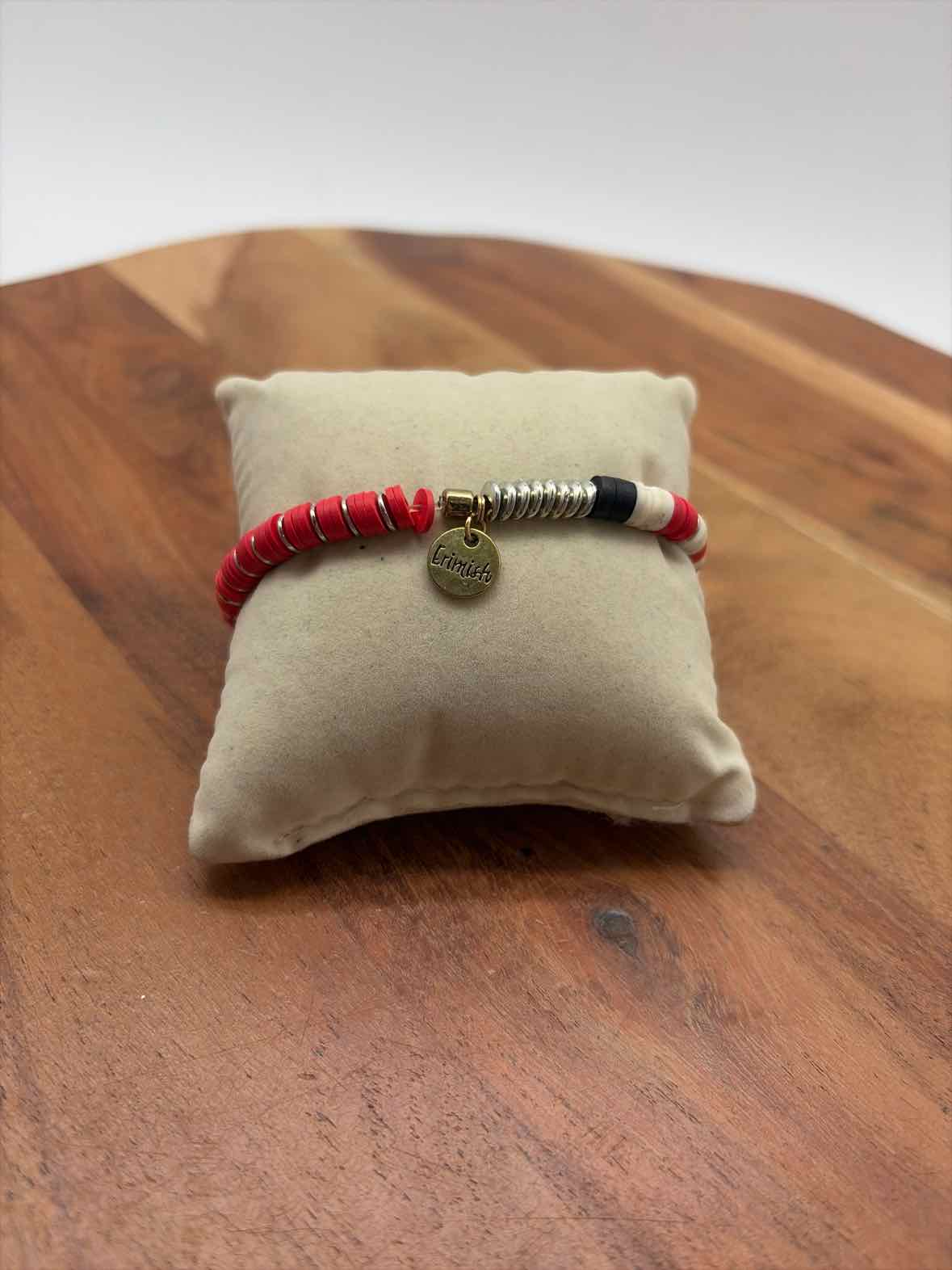 Erimish Red, White, Black Disc Stretchy Bracelet | True Fashionistas.