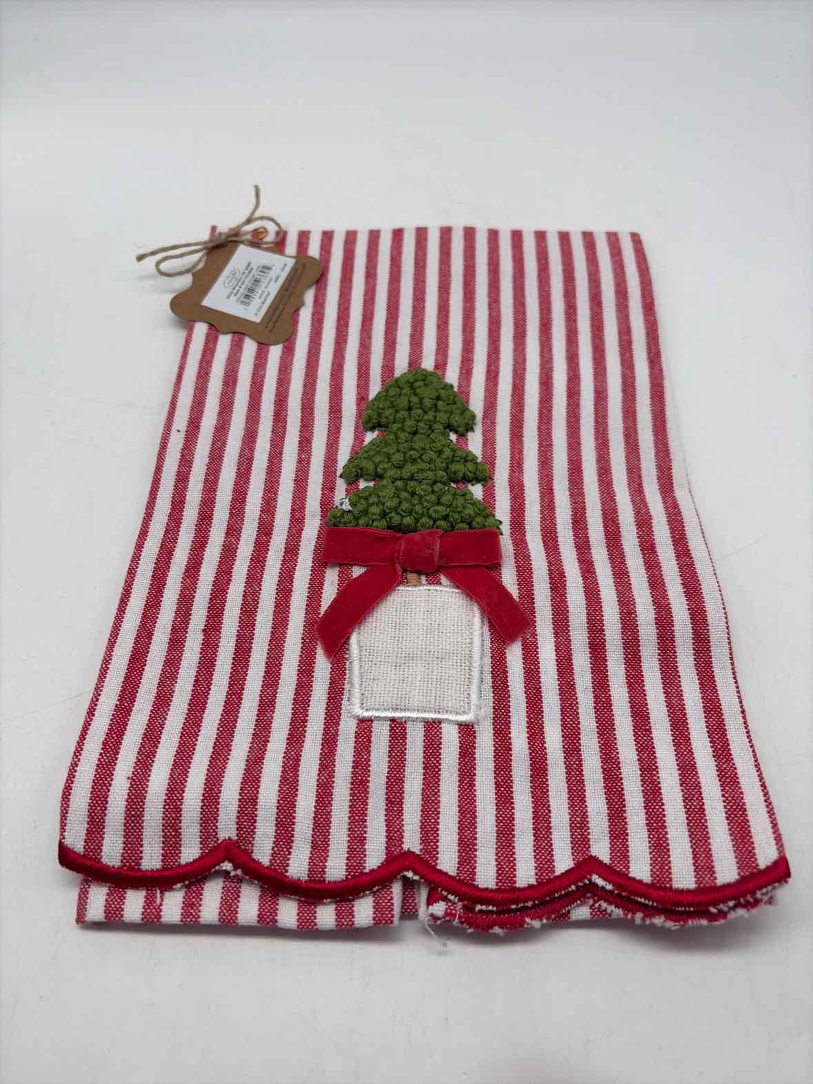 Red Stripe Christmas Topiary Towel | True Fashionistas.