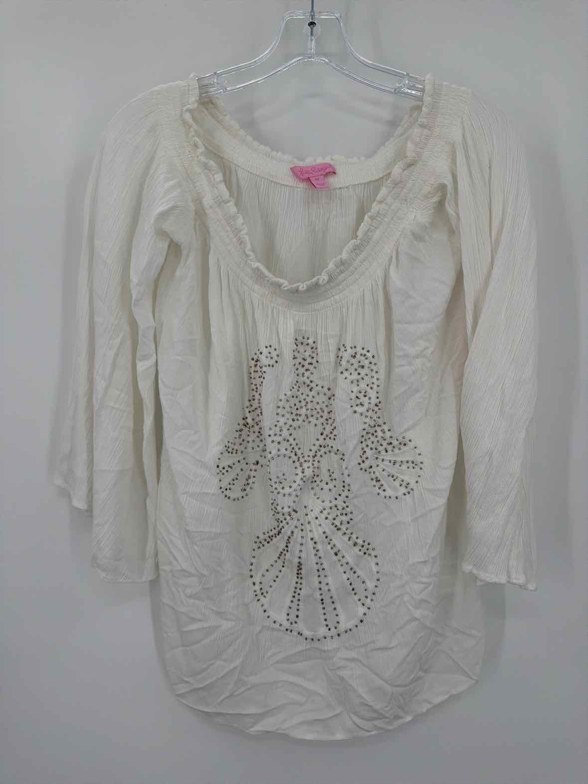 Pre-Owned Lilly Pulitzer White Size Medium Off Shoulder Blouse | True Fashionistas.