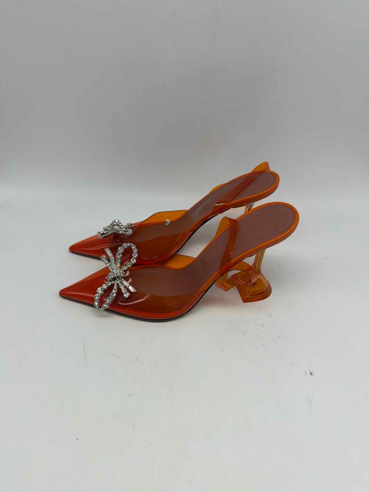 Pre-Owned Amina Muaddi Orange Size 37.5 Slingback Heels | True Fashionistas.