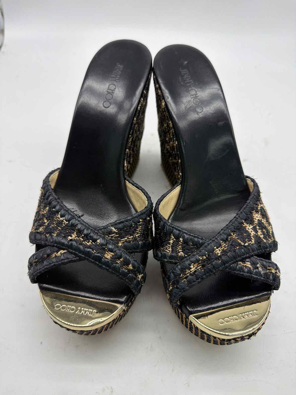 Pre-Owned Jimmy Choo Black Size 38.5 Wedge Heels | True Fashionistas.