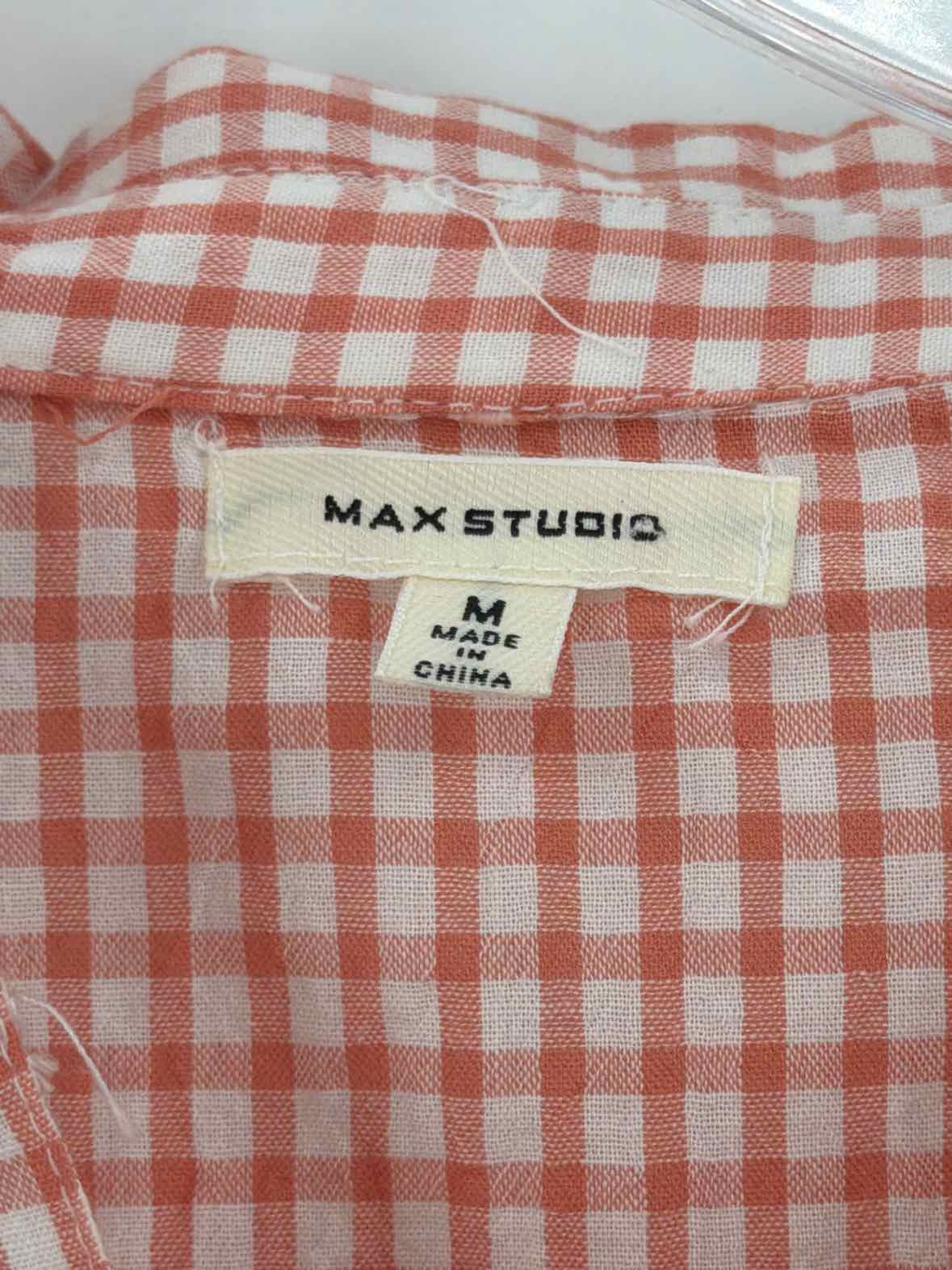 Pre-Owned Max Studio Orange Size Medium Check Print Button Down | True Fashionistas.