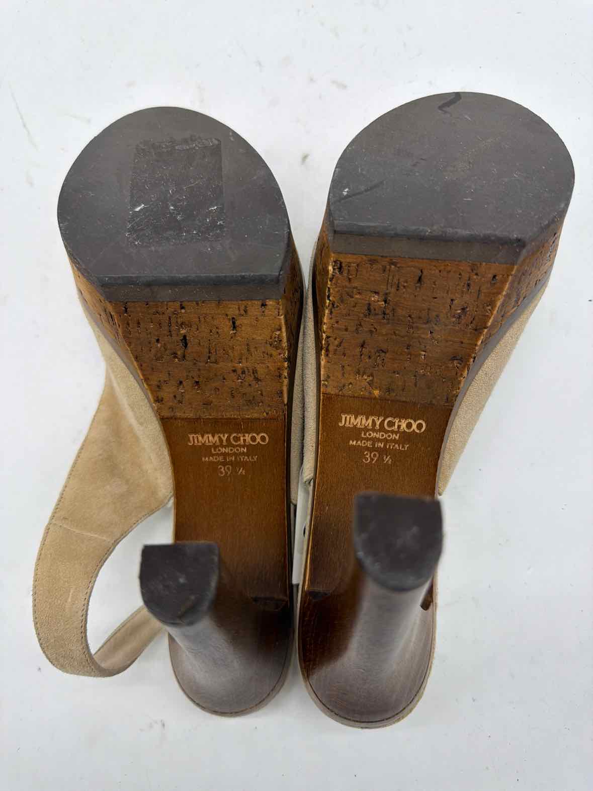 Pre-Owned Jimmy Choo Tan Size 39.5 Slingback Heels | True Fashionistas.