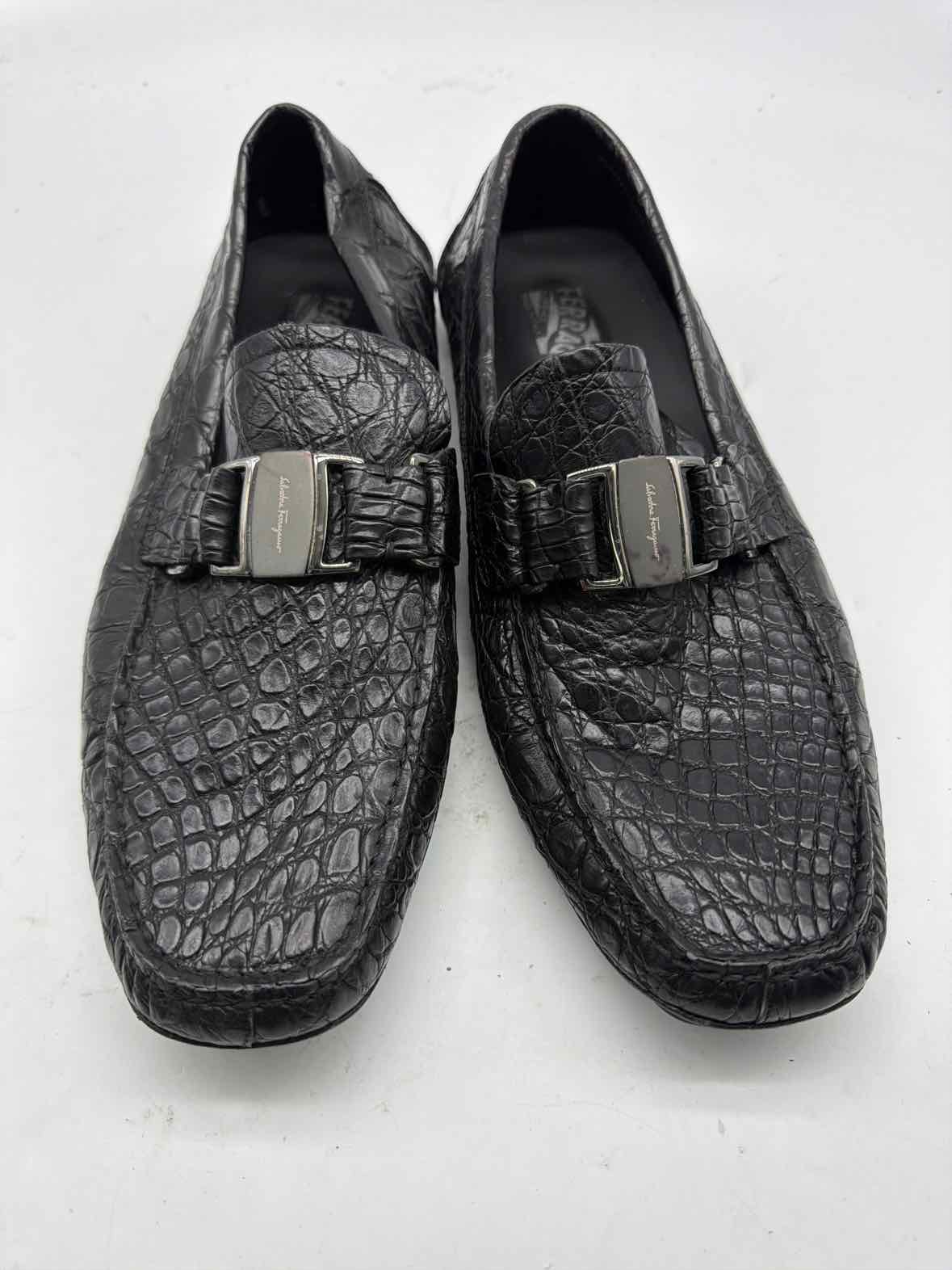 Pre-Owned Salvatore Ferragamo Black 9.5 Slip On Men's Dress Shoes | True Fashionistas.
