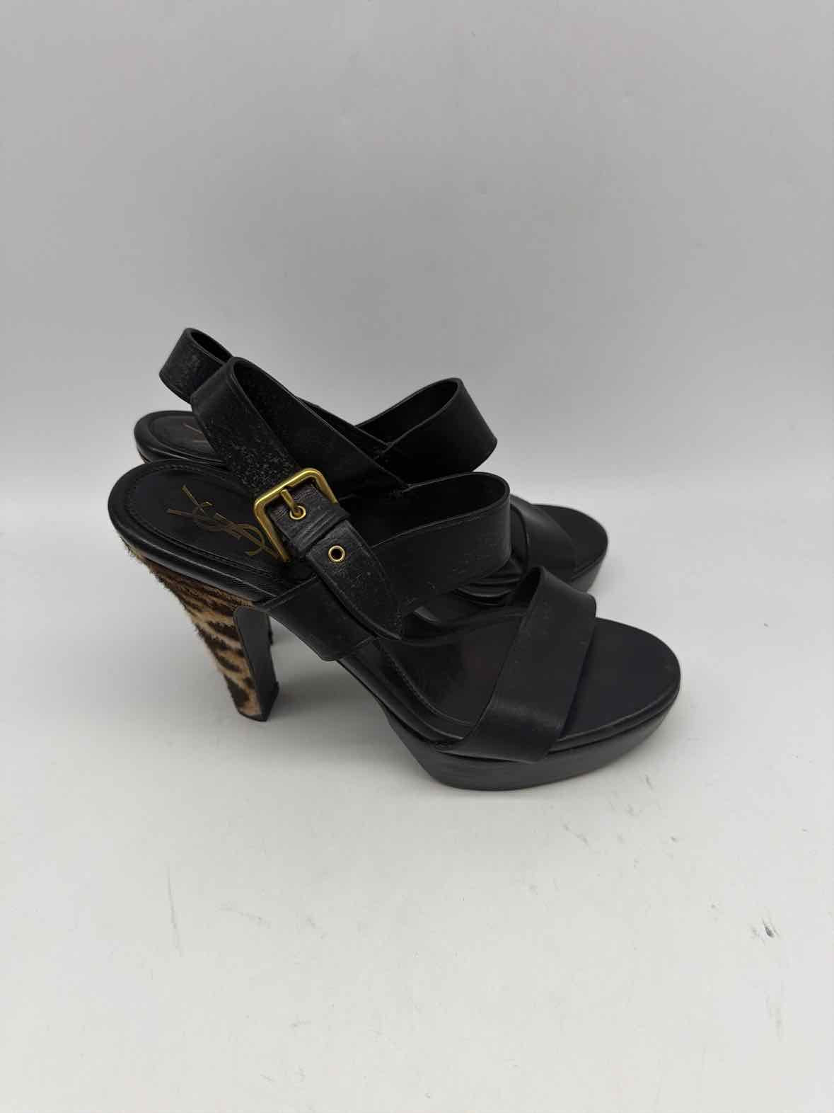 Pre-Owned Yves Saint Laurent Black Size 37.5 Strappy Heels | True Fashionistas.