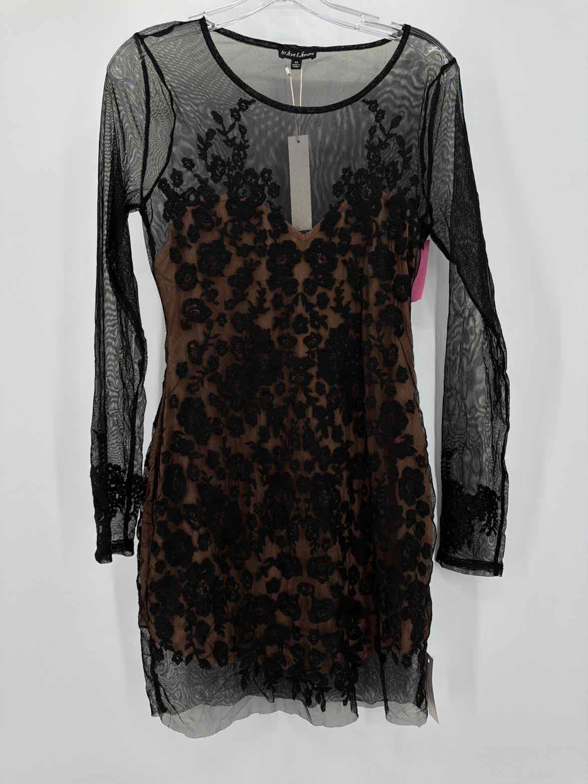 Pre-Owned For Love & Lemons Black Size XS Lace Cocktail Short Long Sleeve Dress | True Fashionistas.