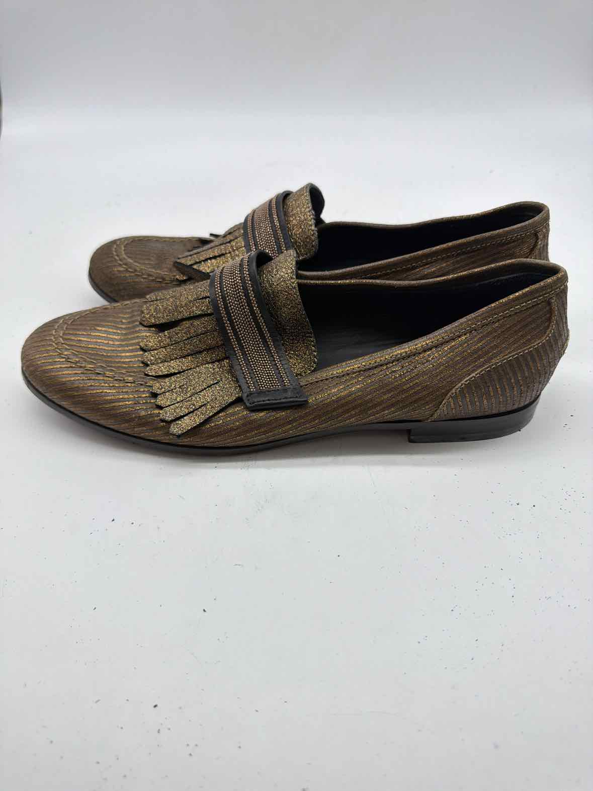 Pre-Owned Brunello Cucinelli Gold Size 37.5 Slip On Flats | True Fashionistas.