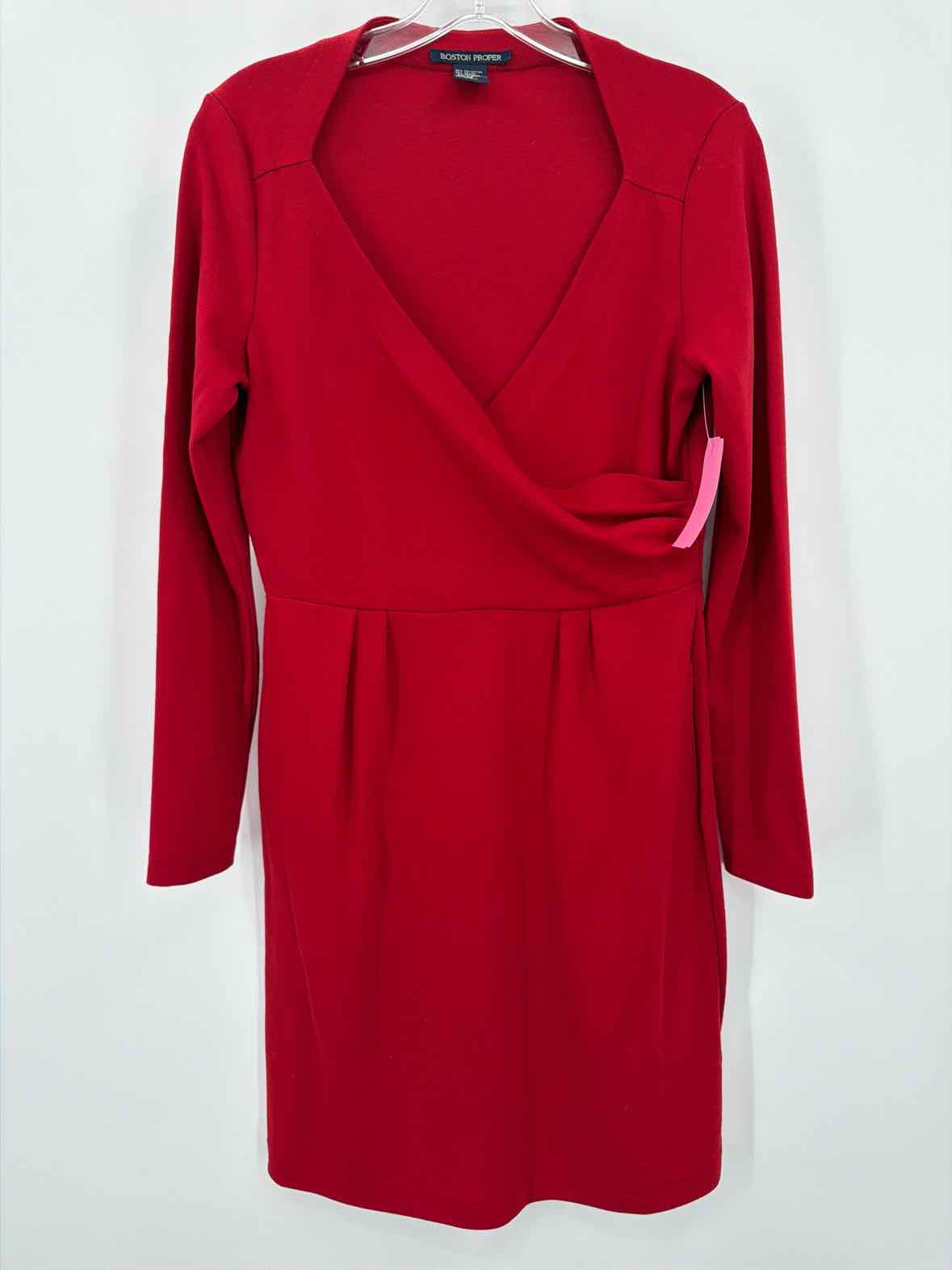 Pre-Owned Boston Proper Red Size 8 Short Long Sleeve Dress | True Fashionistas.